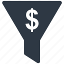 currency, currency filter, dollar sign, filter, money filter icon