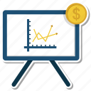 blackboard, coin, desk, dollar, growth, infographic