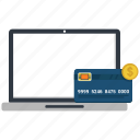 atm card, dollar, laptop, online bank, send money