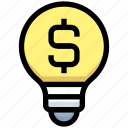 bulb, business, creativity, dollar, financial, idea, light