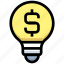 bulb, business, creativity, dollar, financial, idea, light 