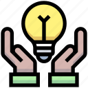 bulb, business, creativity, financial, hand, idea, light