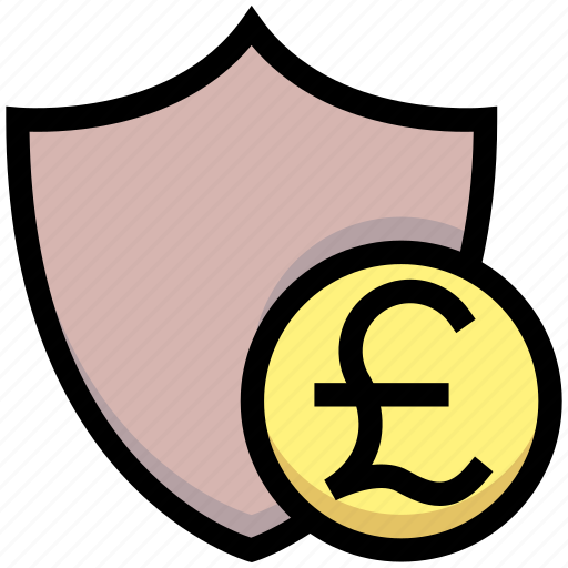 Business, financial, insurance, pound, protection, security, shield icon - Download on Iconfinder