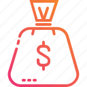 bag, coin, dollar, gradient, money, currency, finance