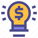 finance, idea, money, light, bulb, strategy