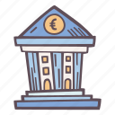 bank, building, financial, institution, euro