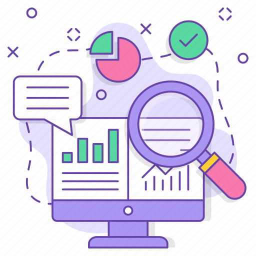 Business, statistics, monitoring, chart, analytics, management, magnifying glass icon - Download on Iconfinder