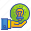 bulb, business, hand, hold, idea, innovation, ownership 