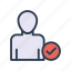 avatar, person, profile, tick, user 