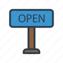 board, frame, open, sign, store