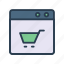 cart, ecommerce, shopping, webpage, window 