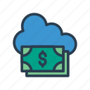 cloud, currency, dollar, money, server
