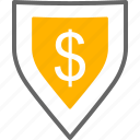 dollar, shield, protection, secure