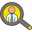 businessman, find, headhunter, magnifier, recruitment, search 