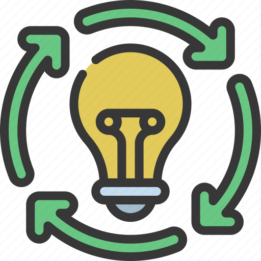 Idea, process, processing, arrows, lightbulb icon - Download on Iconfinder