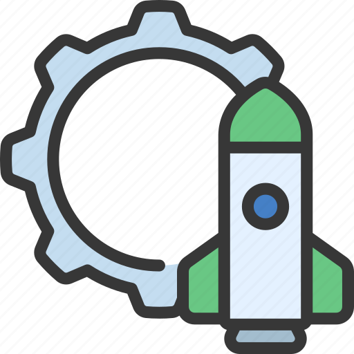 Launch, management, rocket, cog, gear icon - Download on Iconfinder