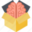 box, brain, creativity, innovation, outside, think 