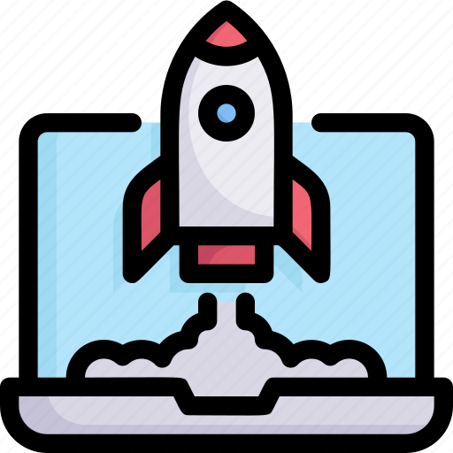 Business, marketing, startup, rocket, laptop icon - Download on Iconfinder