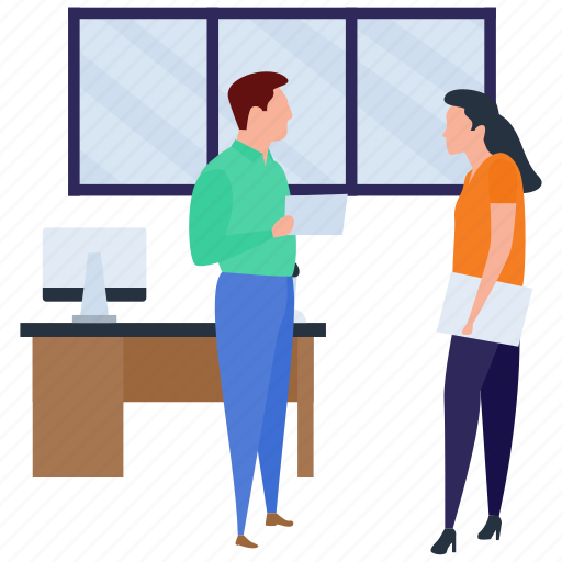 Business meetings, business people, discussions, office, work in progress illustration - Download on Iconfinder