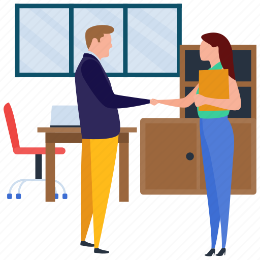 Business communication, business deal, business meeting, coworking people, hand shaking, official discussion, talking illustration - Download on Iconfinder