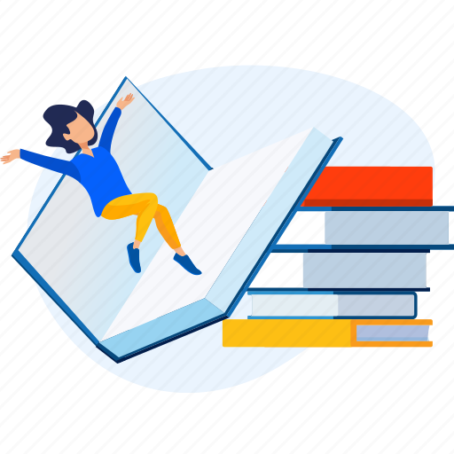 Book, bookshop, course, education, learning, people, school illustration - Download on Iconfinder