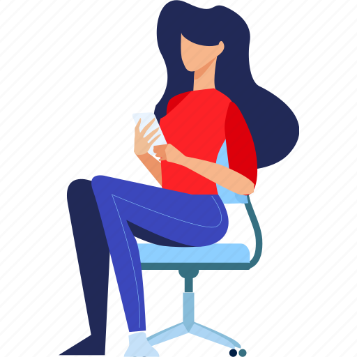 People, woman, mobile, communication, sitting, message, smartphone illustration - Download on Iconfinder