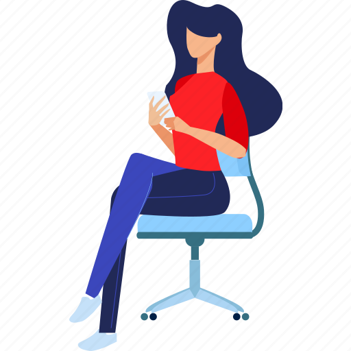 People, woman, mobile, sitting, communication, message, smartphone illustration - Download on Iconfinder