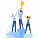 people, competition, winner, trophy, award, team, business 