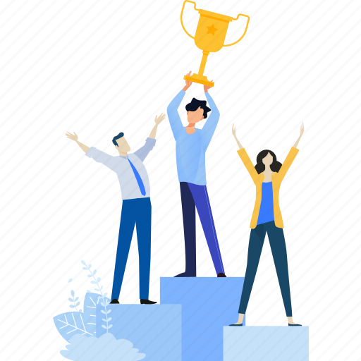 People, competition, winner, trophy, award, team, business illustration - Download on Iconfinder