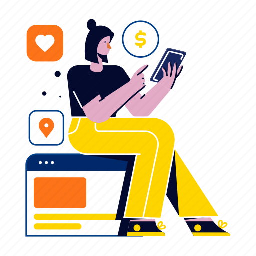 Woman, online, shopping, ecommerce, buy, store illustration - Download on Iconfinder