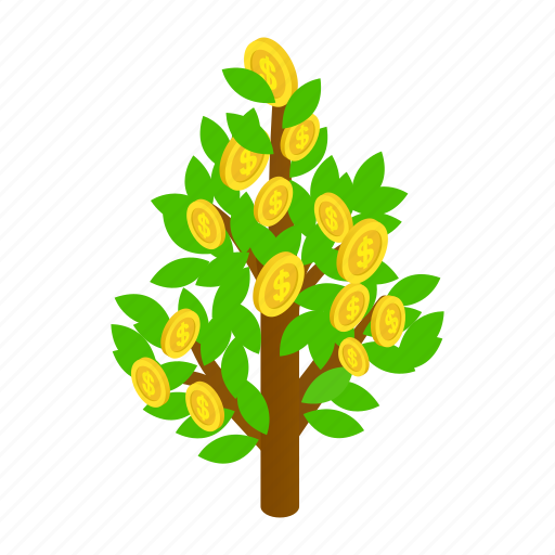 Business, coin, currency, dollar, isometric, prosperity, tree icon - Download on Iconfinder