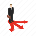 business, businessman, crossroad, direction, isometric, road, success 