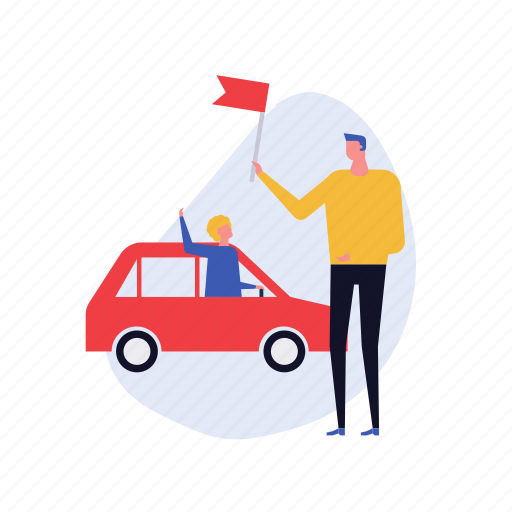 Driving, signal, flag, transport, location illustration - Download on Iconfinder