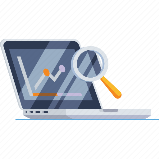 Analytics, laptop, magnifier, magnifying, research, search, web icon - Download on Iconfinder