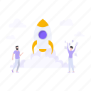 startup, rocket, employee, business, users