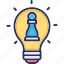 bulb, chess pawn, idea, planning, strategic thinking 