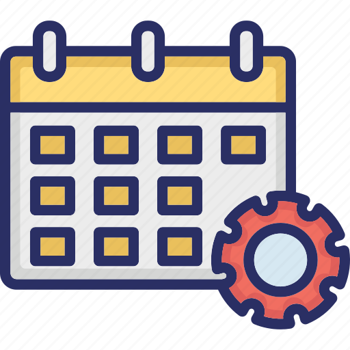 Calendar, cog, event processing, schedule, timetable icon - Download on Iconfinder