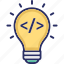 bulb, coding, developing creativity, development, html 