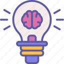 idea, brain, creative, light, bulb