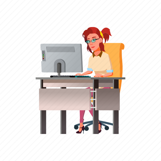 Woman, young, watch, webinar, computer, people, desk icon - Download on Iconfinder