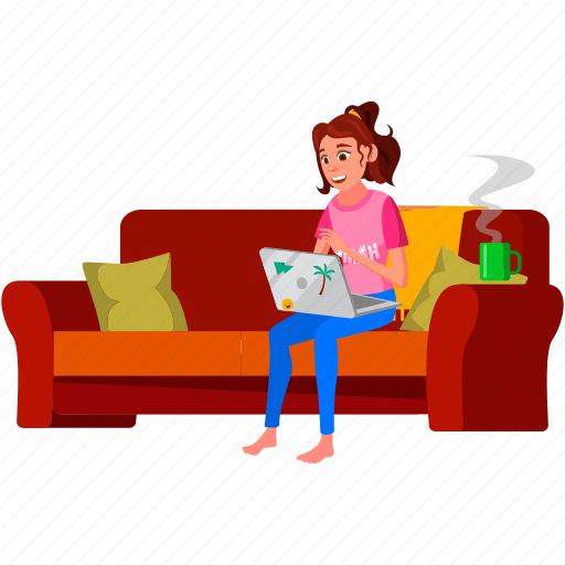 Woman, young, freelancer, working, home, people, person icon - Download on Iconfinder