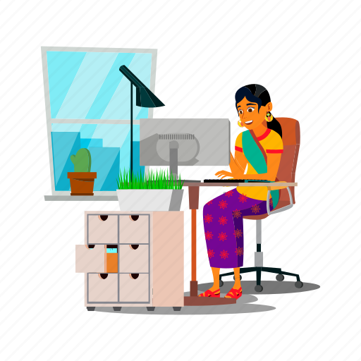 Woman, cheerful, indian, communicate, computer, partners, people icon - Download on Iconfinder