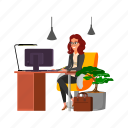 woman, businesswoman, working, office, table, computer, people