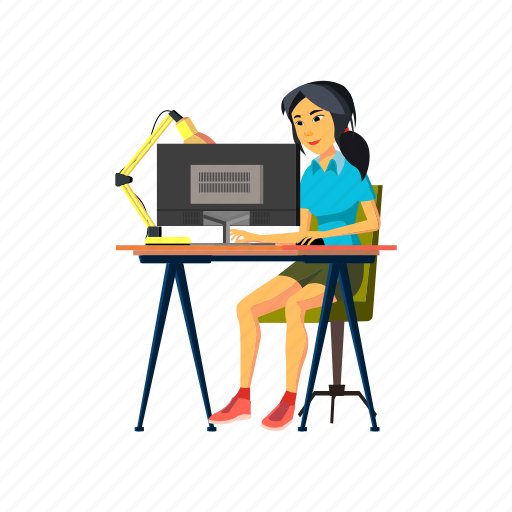 Woman, japanese, girl, studying, computer, night, people icon - Download on Iconfinder