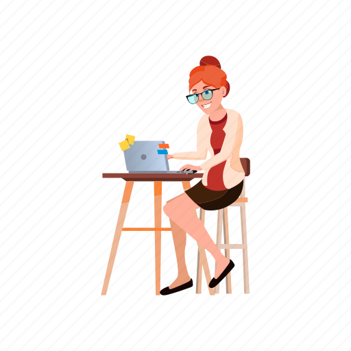 Woman, young, working, remotely, home, people, person icon - Download on Iconfinder