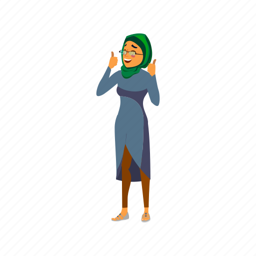 Woman, arab, putting, thumb, up, work, good icon - Download on Iconfinder