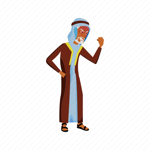 Man, mad, muslim, pensioner, showing, people, fist icon - Download on Iconfinder