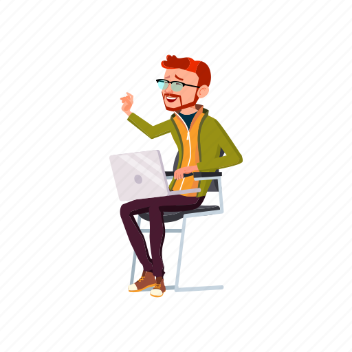 Man, geek, sitting, chair, laughing, from, people icon - Download on Iconfinder