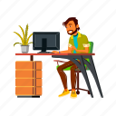 man, cheerful, browsing, computer, people, person, businessman