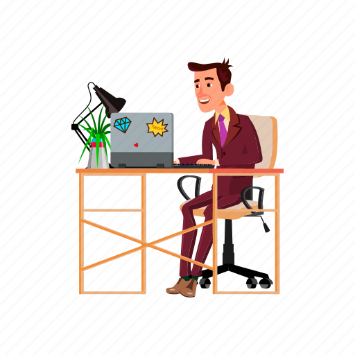 Man, happy, businessman, make, successful, computer, deal icon - Download on Iconfinder